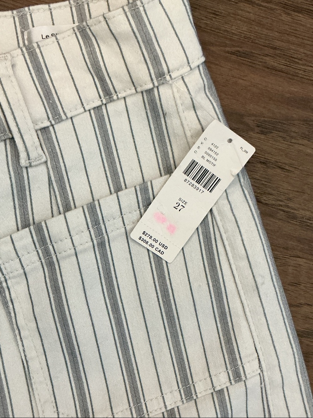 Frame Le Slim Palazzo 27 HighRise white/blue stripe  Wide Leg Jeans - Picture 4 of 11